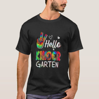 Camiseta Signo de paz de tinte Hola a Kindergarten Primer D