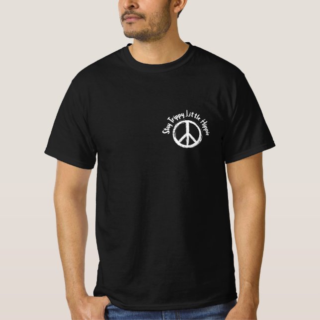 Camiseta Signo de paz de tinte único, trippy hippie pequeño (Anverso)