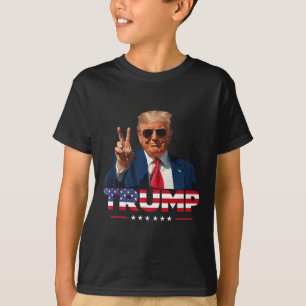 Camiseta Signo de paz de Trump con bandera de Estados Unido