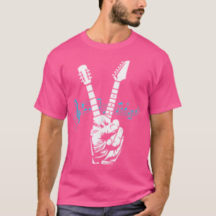 Camiseta Signo de paz Dedos de guitarra acústica eléctrica