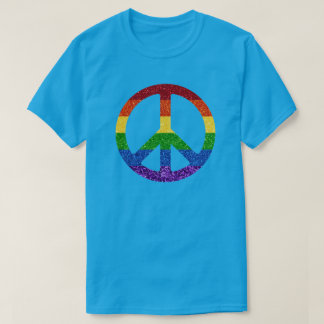 Camiseta Signo de paz del arcoiris del Purpurina LGBT
