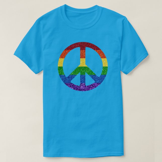 Camiseta Signo de paz del arcoiris del Purpurina LGBT (Diseño del anverso)