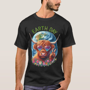 Camiseta Signo de paz del Día de la Tierra Cow Heifer Anima