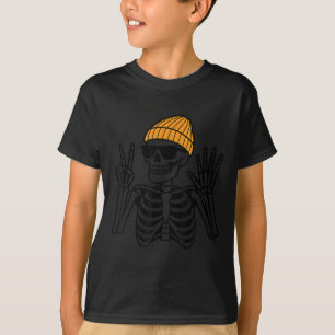 Camiseta Signo de paz del esqueleto de Halloween 67 Meme di