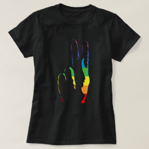 Camiseta signo de paz del orgullo arco iris