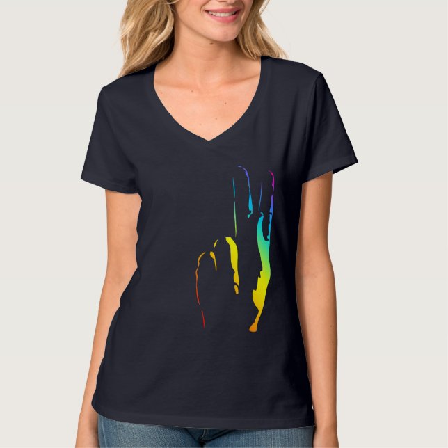 Camiseta signo de paz del orgullo arco iris (Anverso)