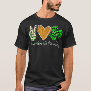 Camiseta Signo de paz divertida corazón Shamrock Peace Love