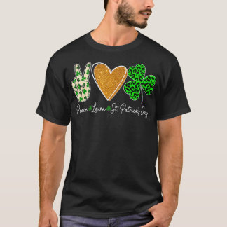 Camiseta Signo de paz divertida corazón Shamrock Peace Love