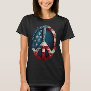 Camiseta Signo de paz estadounidense con bandera estadounid