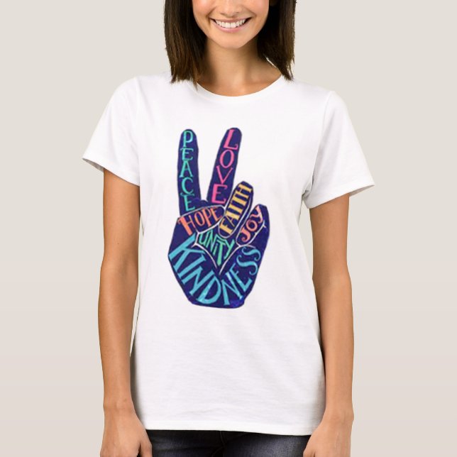 Camiseta Signo de paz Fe de amor Humanidad Alegría Amabilid (Anverso)
