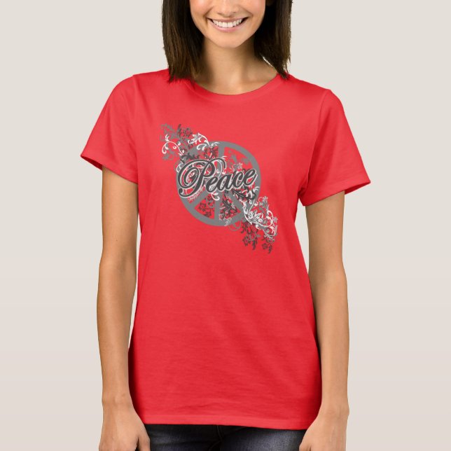 Camiseta Signo de paz Filigree Floral Scroll (Anverso)