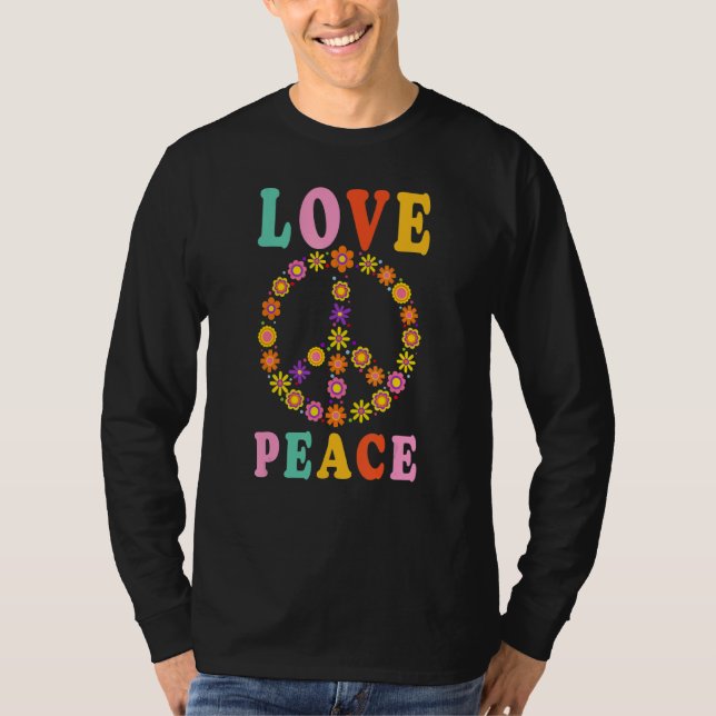 Camiseta Signo de paz Flor vestuario hippie 60's 70s (Anverso)