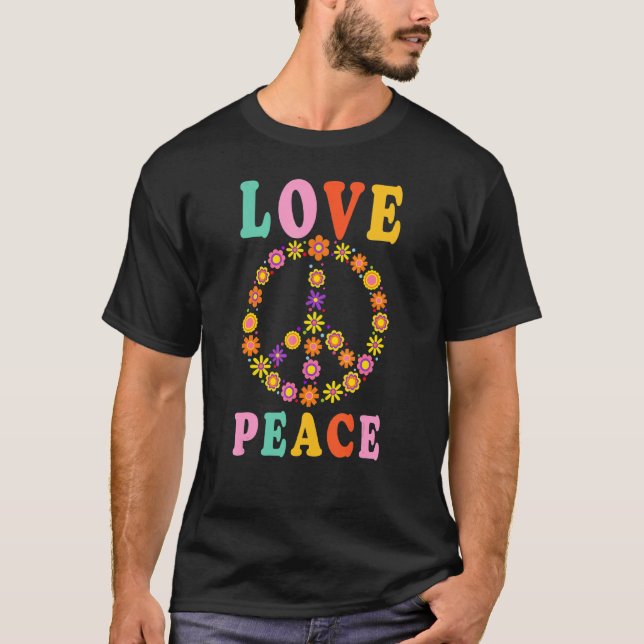 Camiseta Signo de paz Flor vestuario hippie 60's 70s (Anverso)