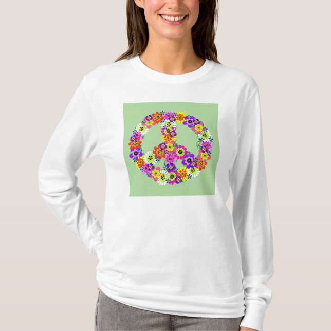 Camiseta Signo de paz floral (Anverso)
