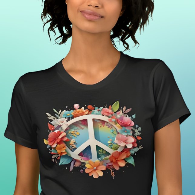 Camiseta Signo de paz floral colorida (Subido por el creador)