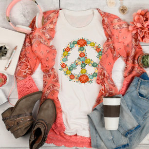 Camiseta Signo de paz floral de bonito diversión inespiritu