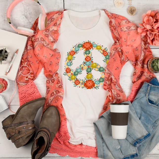 Camiseta Signo de paz floral de bonito diversión inespiritu (Subido por el creador)