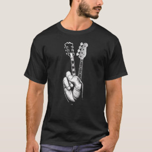 Camiseta Signo de paz guitarra acústica dedos música guitar
