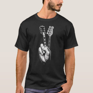 Camiseta Signo de paz guitarra acústica dedos música guitar