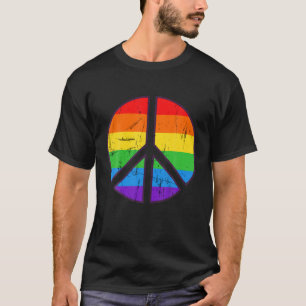 Camiseta Signo de paz hippie bandera lgbt arcoiris lesbiana