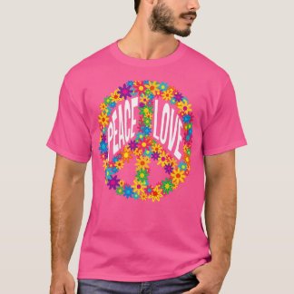 Camiseta Signo de paz hippie de flores