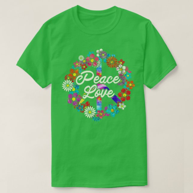 Camiseta Signo de paz hippie de flores 1 (Diseño del anverso)