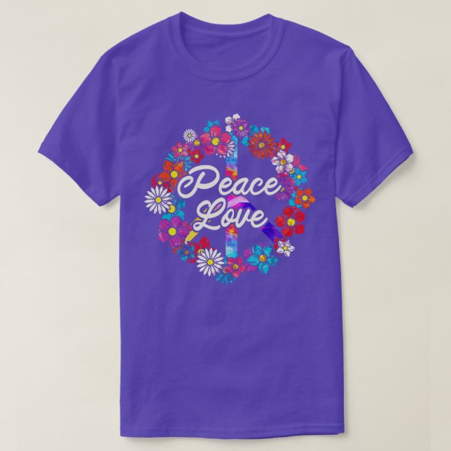 Camiseta Signo de paz hippie de flores 1 (Diseño del anverso)
