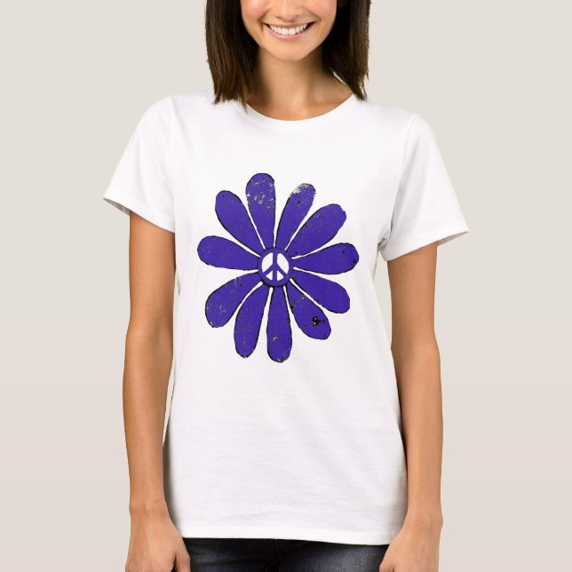 Camiseta Signo de paz HIppie Flor morado mal aspecto (Anverso)