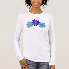 Camiseta Signo de paz hippie flor poder morado Aqua