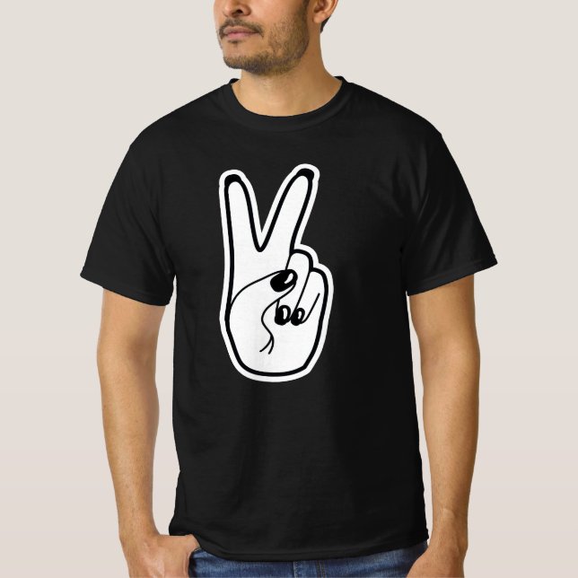 Camiseta Signo de paz Movimiento de Unidad Blanca y Negra a (Anverso)