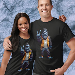 Camiseta Signo de paz parpadeante de Sasquatch de pie grand