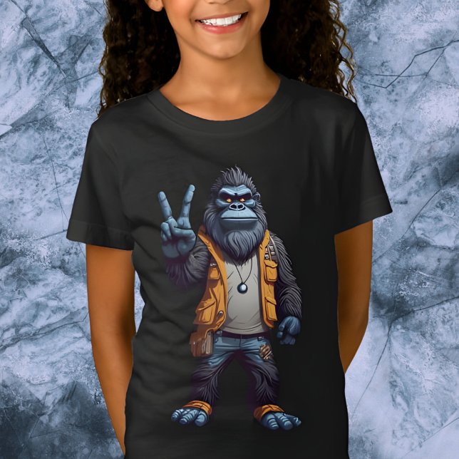 Camiseta Signo de paz parpadeante de Sasquatch de pie grand (Subido por el creador)