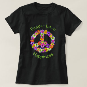 Camiseta Signo de paz Paz Floral Amor Felicidad