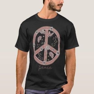 Camiseta Signo de paz Planta de mariposa floral Girly Garde