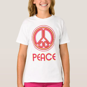 Camiseta Signo de paz psicodélico lineal gráfico retro