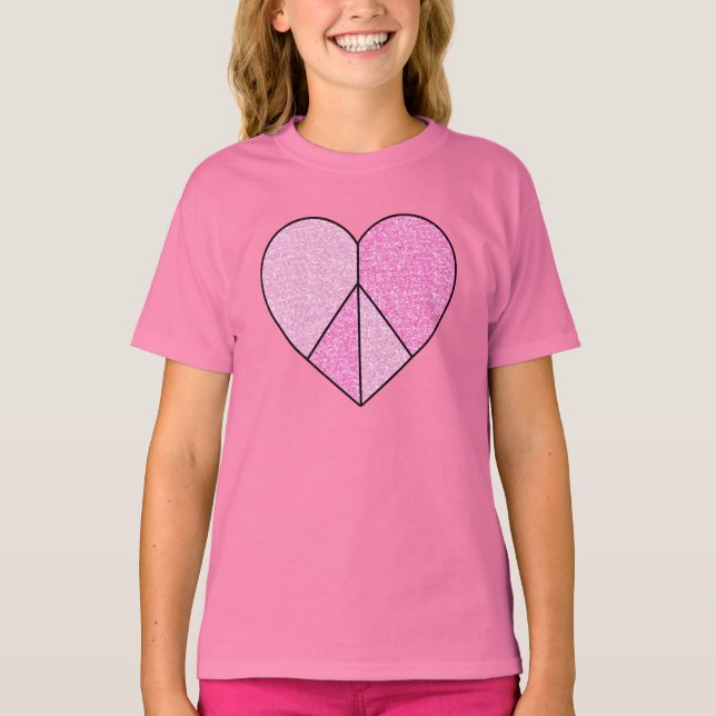 Camiseta Signo de paz purpurina Corazón (Anverso)