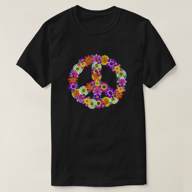 Camiseta Signo de paz Recorte floral (Diseño del anverso)