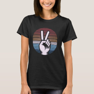 Camiseta Signo de paz retro V Dedos ventilado años 60 años