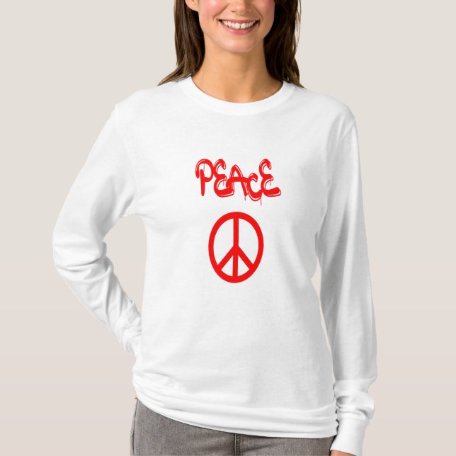 Camiseta Signo de paz roja con paz expulsada en graffiti (Anverso)