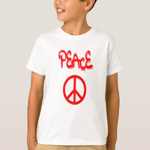 Camiseta Signo de Paz Rojo con Paz Escrita en Grafiti