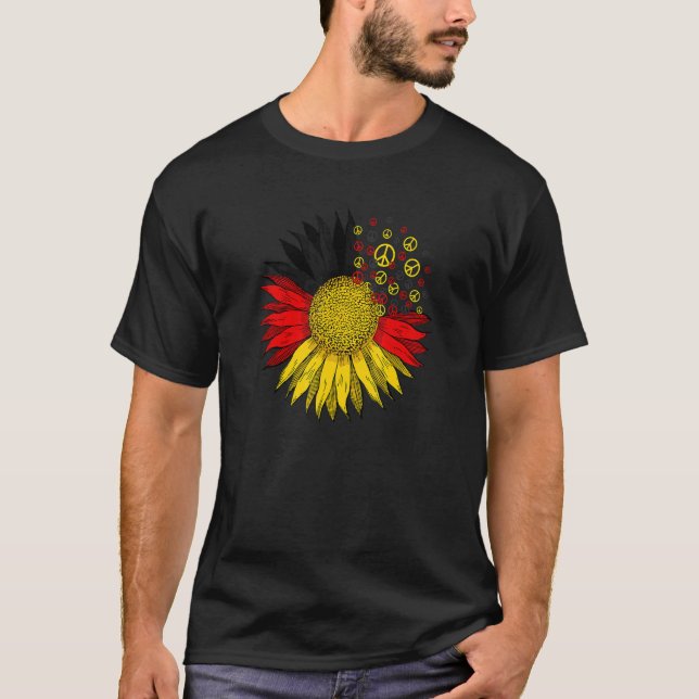 Camiseta Signo de paz Símbolo de amor Alemania Girasol Fl (Anverso)