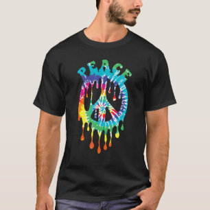 Camiseta Signo de paz, tinte coloreado, hippie retro sistem