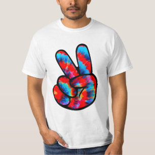 Camiseta Signo de paz tintes azul rojo