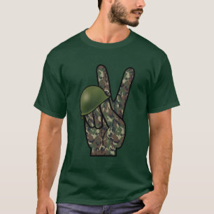 Camiseta Signo de paz / victoria de mano de camuflaje