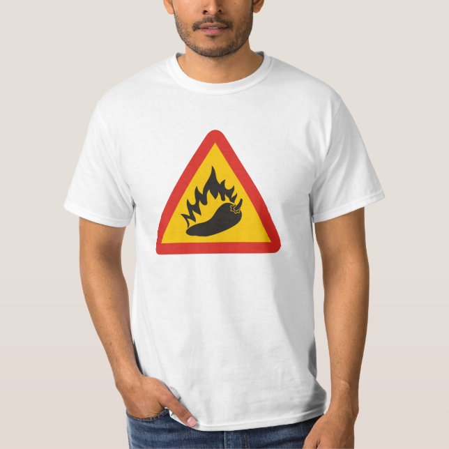 Camiseta Signo de peligro de pimienta caliente (Anverso)