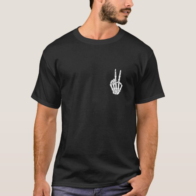 Camiseta Signo de Skeleton Peace Pocket Skeleton Halloween  (Anverso)