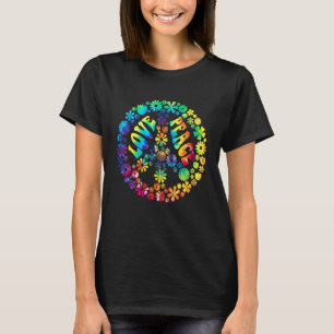Camiseta Signo gráfico de paz de las flores de amor tinte d