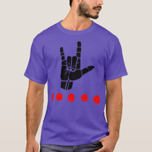Camiseta Signo ILY más puntos rojos Diseño del lenguaje de