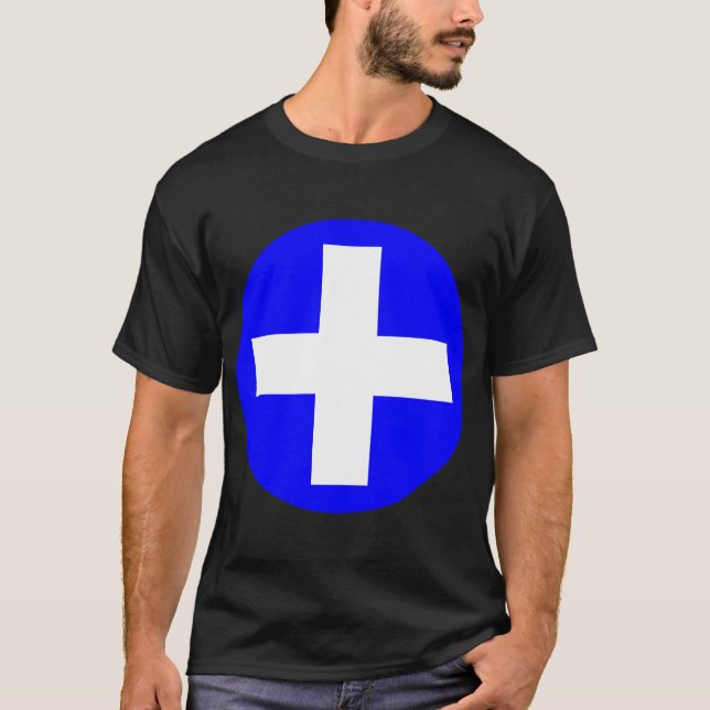 Camiseta Signo más en blanco con el azul (Anverso)