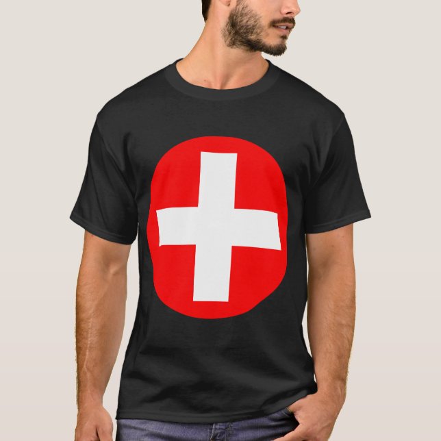 Camiseta Signo más en blanco con rojo (Anverso)